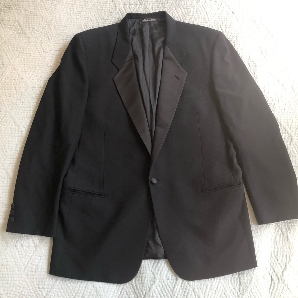 GEORGIO ARMANI BLACK TUXEDO COAT BLAZER JACKET MENS Sz 43L ITALY